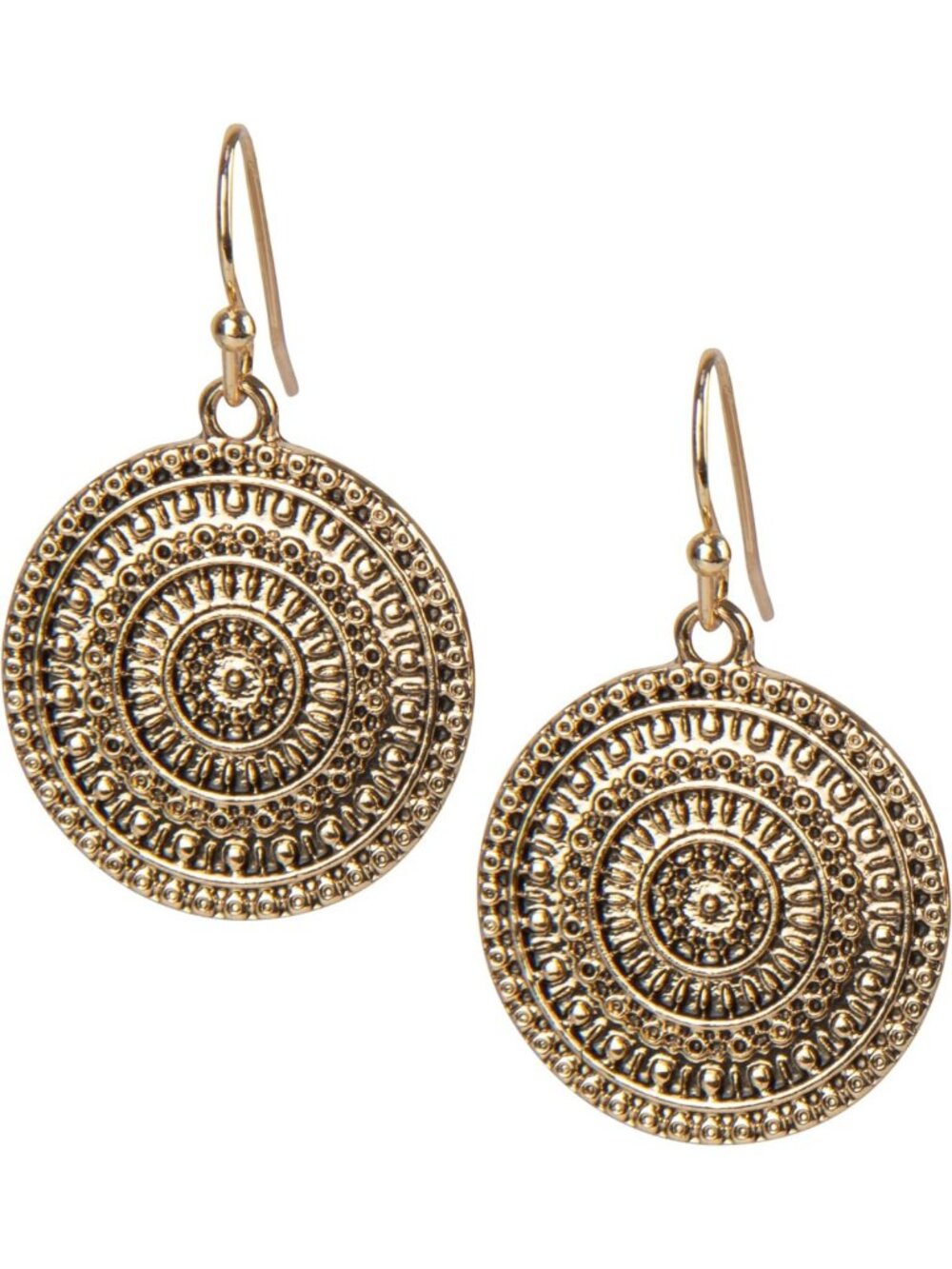Boho Vintage Gold & Silver Medallion Hoop Earrings - Charm Jewelry Accessory